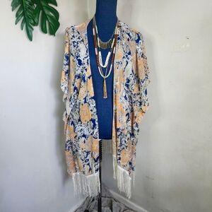 Simonetta Boho Fringe Kimono One Size